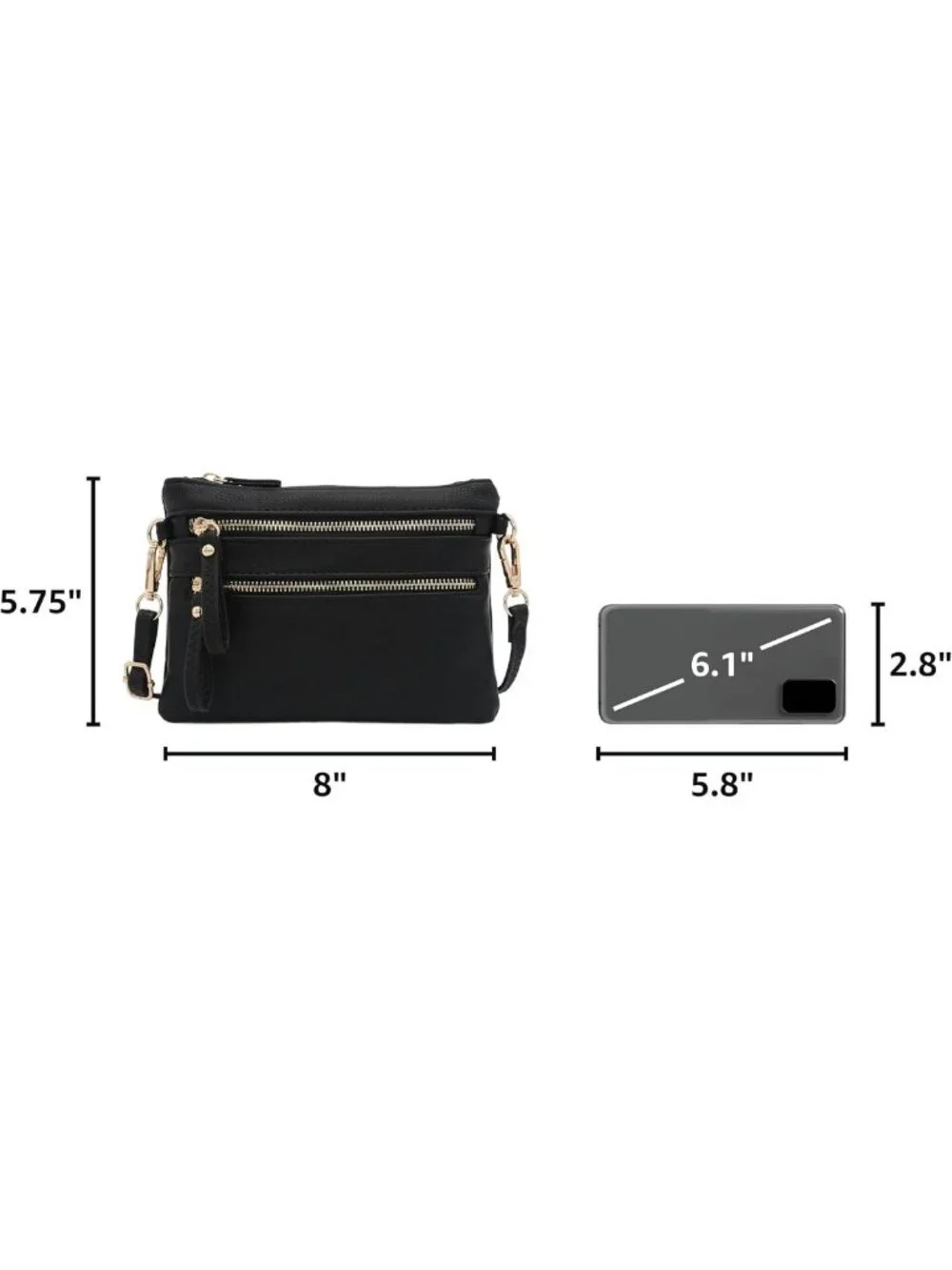 Stylish Multi-Zipper Pocket Small Wristlet Crossbody Bag for Everyday Use